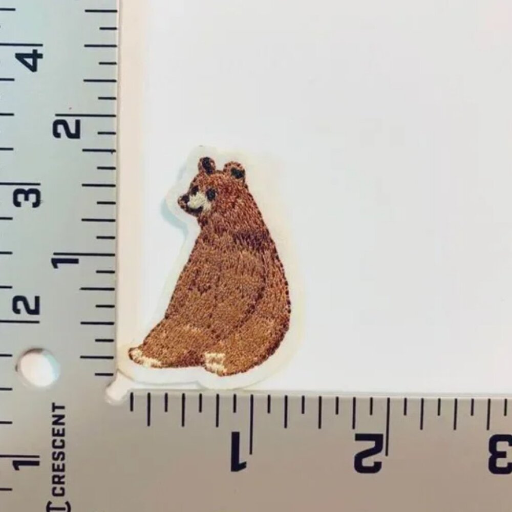vintage Brown Sitting Bear-Nature-Animal-Iron on‎ Embroidered Patch